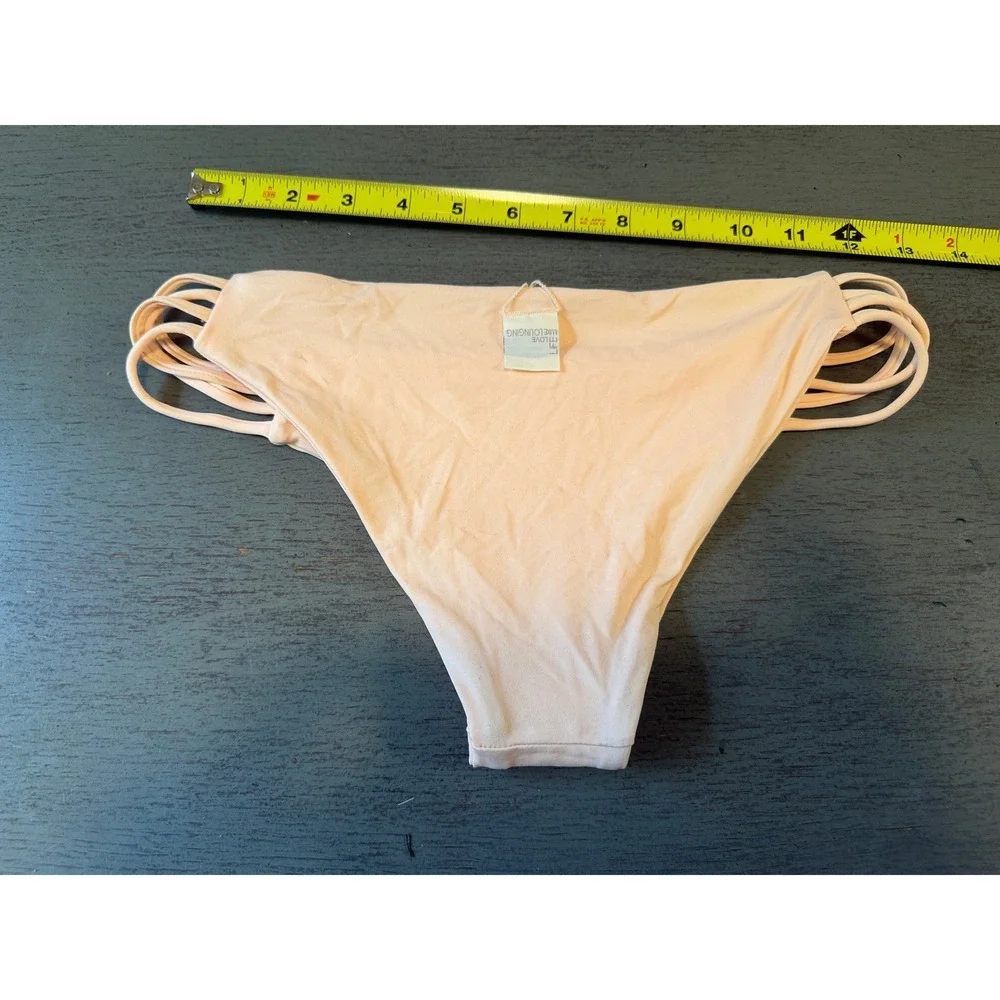 L*Space Estella Bikini Bottom Peach Strappy Cutout Low Rise Swimwear